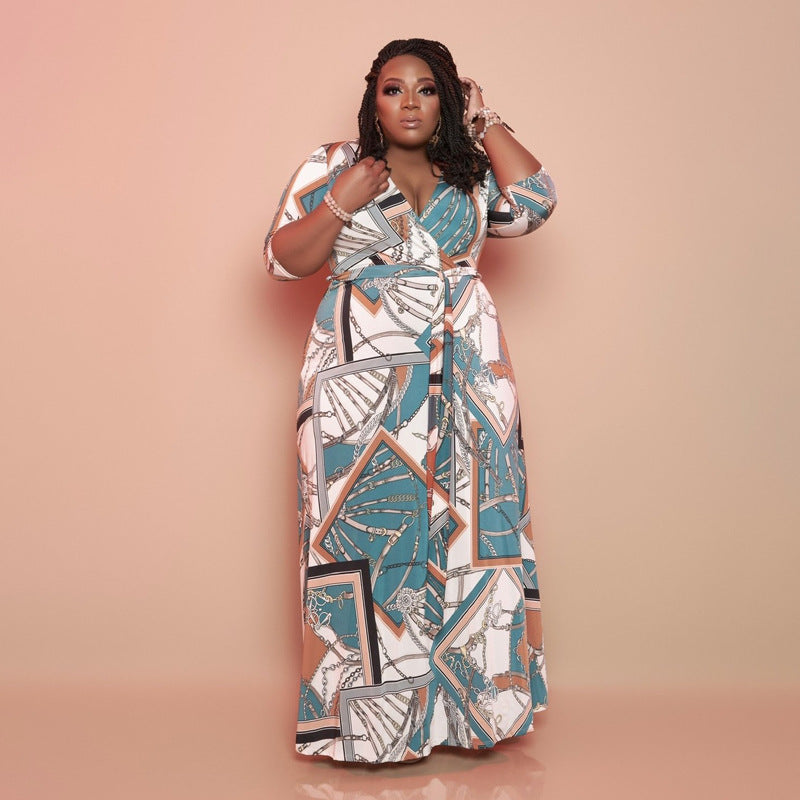 Printed Loose Long Plus Size Women's Dress