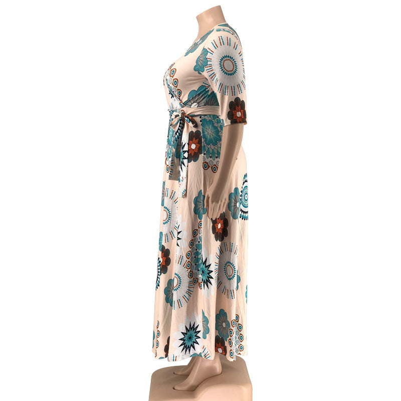 Printed Loose Long Plus Size Women's Dress