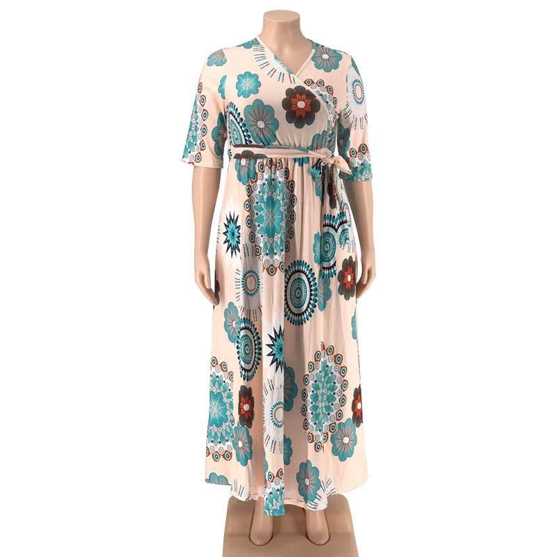 Printed Loose Long Plus Size Women's Dress