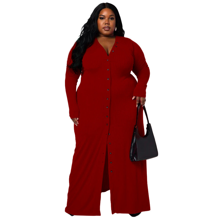Plus Size Women's Sunken Stripe Split Dress