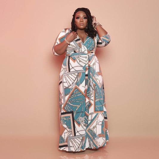 Printed Loose Long Plus Size Women's Dress