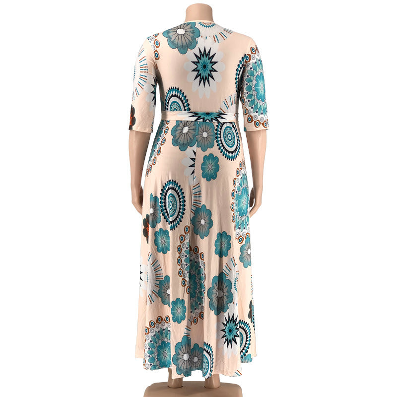 Printed Loose Long Plus Size Women's Dress