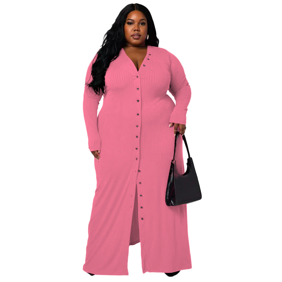 Plus Size Women's Sunken Stripe Split Dress